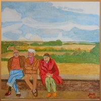 Jean-David Gonnet, le Trio, acrylique sur toile, 60 x 60, 2014